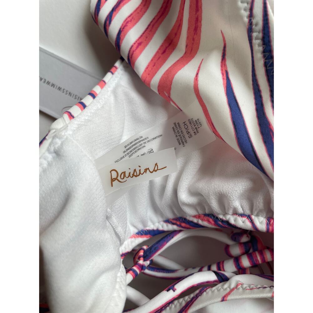 Raisins Bali Palisades Ruffled Bikini Top White Multi Small New - Picture 3 of 5